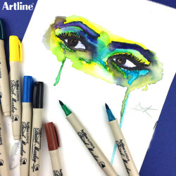 Artline Supreme Brush Marker Esnek Fırça Uçlu Kalem Yeşil - 2