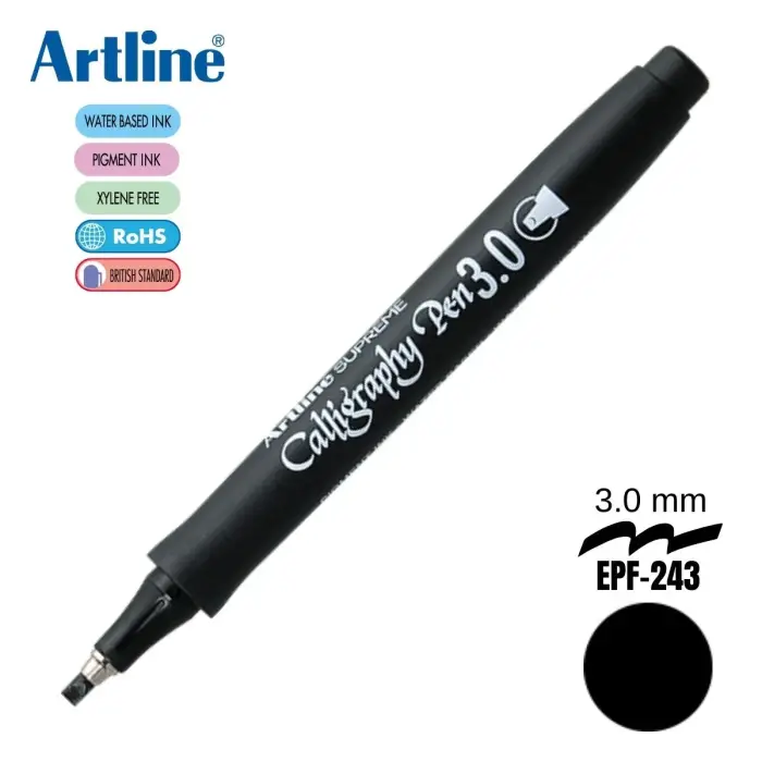 Artline Supreme Kaligrafi Kalemi Kesik Uç 3.0 mm Siyah - 1