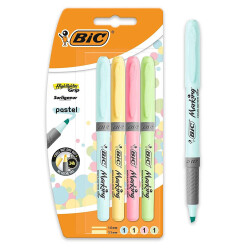 Bic Fosforlu Kalem Markıng Highlıghter Grip Pastel Renkler 4 LÜ 964859 - Bic