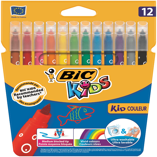 Bic Keçeli Boya Kalemi Kids Couleur Yıkanabilir 12 Renk - 1