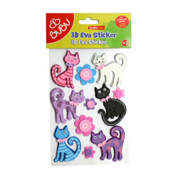 Bu-Bu 3D Eva Sticker Hayvanlar Kediler BUBU-STS040 - Bubu