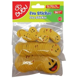 Bu-Bu Eva Sticker Sarı Gülen Surat 56 Lı BUBU-ST0141 - Bubu