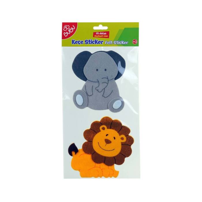 Bu-Bu Sticker 3D Keçe Hayvanlar (Fil-Aslan) BUBU-STS011 - 1