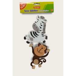 Bu-Bu Sticker 3D Keçe Hayvanlar (Zebra-Maymun) BUBU-STS011 - Bubu