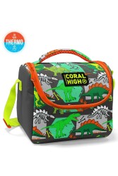 Coral High Kids Gri Yeşil Dinozor Desenli Thermo Beslenme Çantası 11832 - Coral High