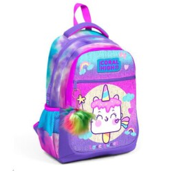 Coral High Kids Renkli Batik Unicorn Dondurma Desenli Üç Bölmeli Okul Sırt Çantası 23480 - 1