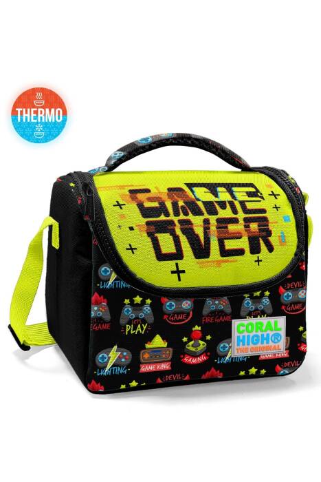 Coral High Kids Siyah Neon Sarı Game Over Desenli Thermo Beslenme Çantası 11728 - 1