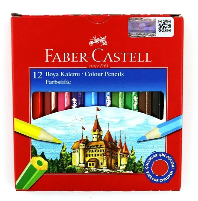 Faber-Castell Karton Kutu Boya Kalemi 12 Renk Yarım Boy - 1