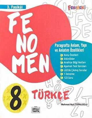 Fenomen Kitap 8. Sınıf Türkçe 3. Fasikül Paragrafta Anlam Yapı ve Anlatım Özellikleri - 1