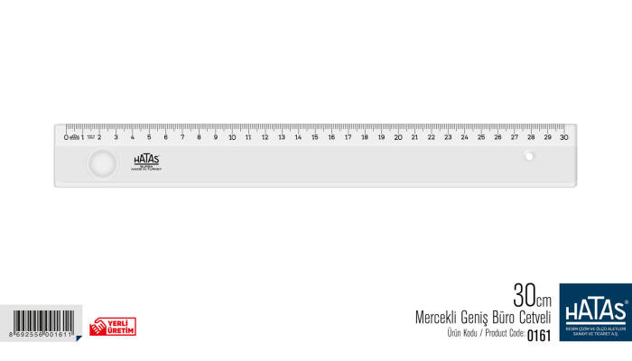 Hatas Mercekli Geniş Büro Cetveli 30 Cm - 1