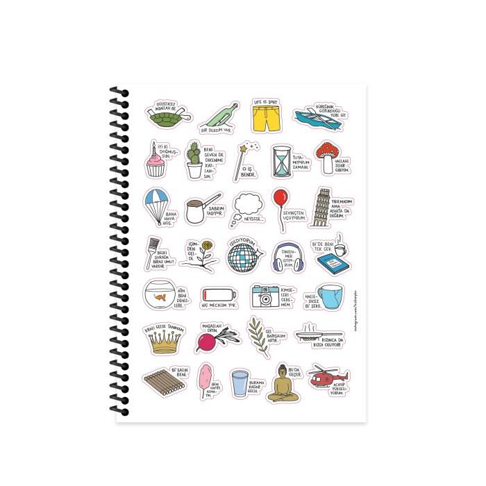 Hisli Şeyler 18525 80 Yaprak Kareli Spr Karton Kapak Hafif Kağıt Stickerli Defter - Şort - 2