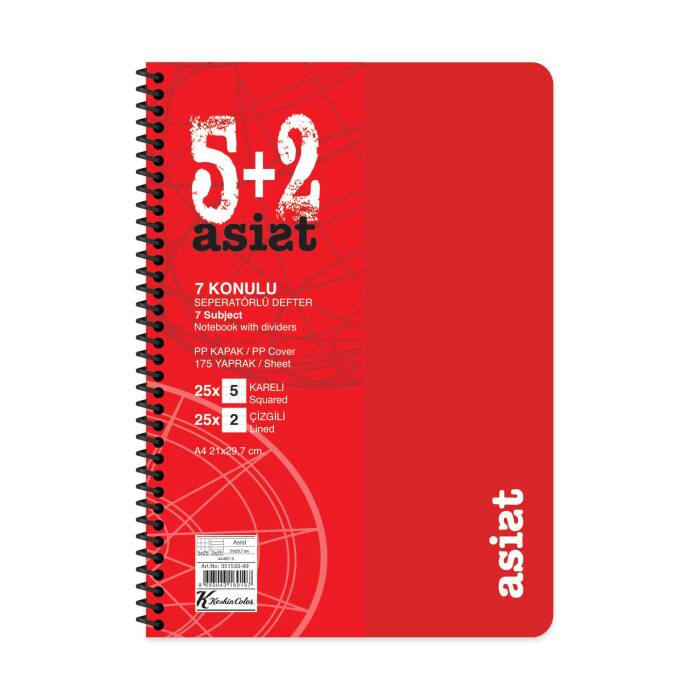 Keskin Color A4 5+2x25=175 Yaprak Ayraçlı Plastik Kapak Asist Defter - 3