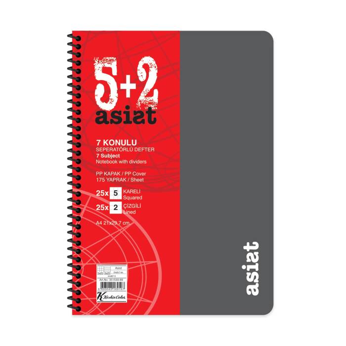 Keskin Color A4 5+2x25=175 Yaprak Ayraçlı Plastik Kapak Asist Defter - 4