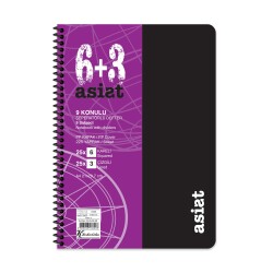 Keskin Color A4 6+3x25=225 Yaprak Ayraçlı Plastik Kapak Asist Defter - Keskin Color