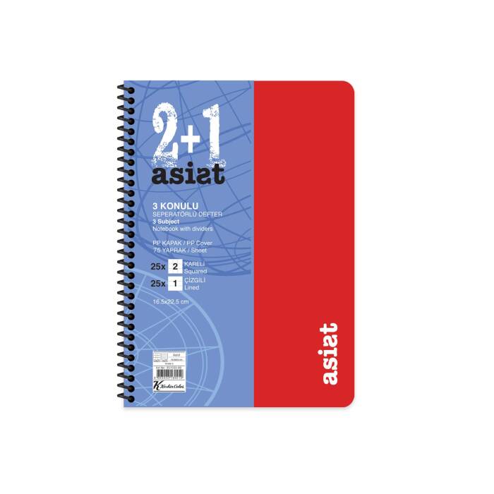 Keskin Color Defter 16,5x22,5 2+1 Ayraçlı Plastik Kapak Asist - 1