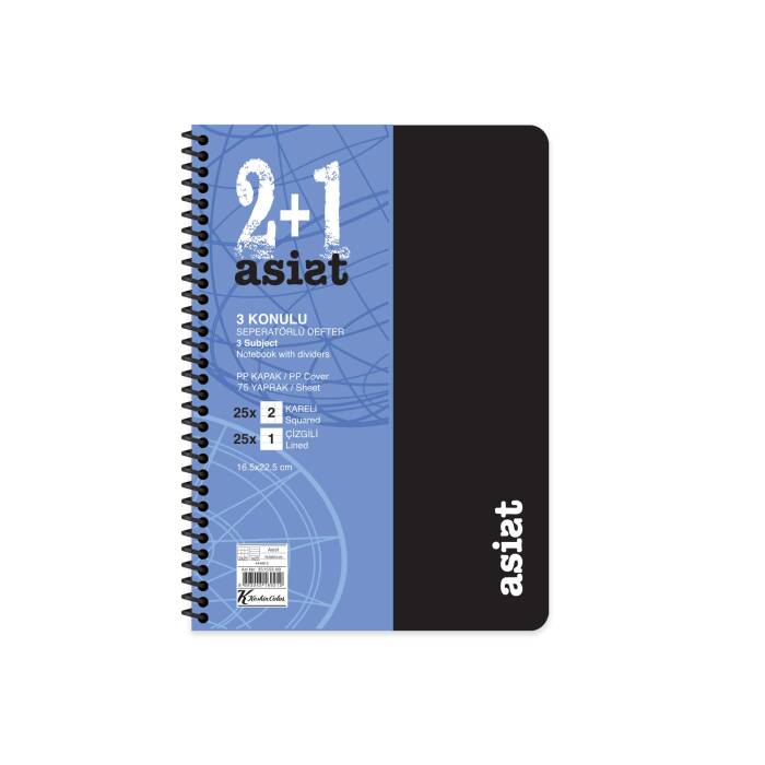 Keskin Color Defter 16,5x22,5 2+1 Ayraçlı Plastik Kapak Asist - 2