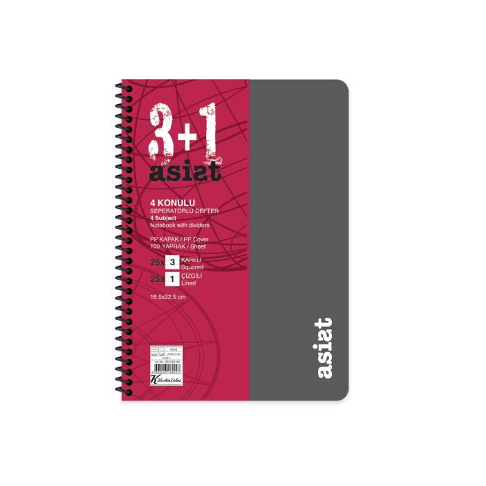 Keskin Color Defter 16,5x22,5 3+1 Ayraçlı Plastik Kapak Asist - 2