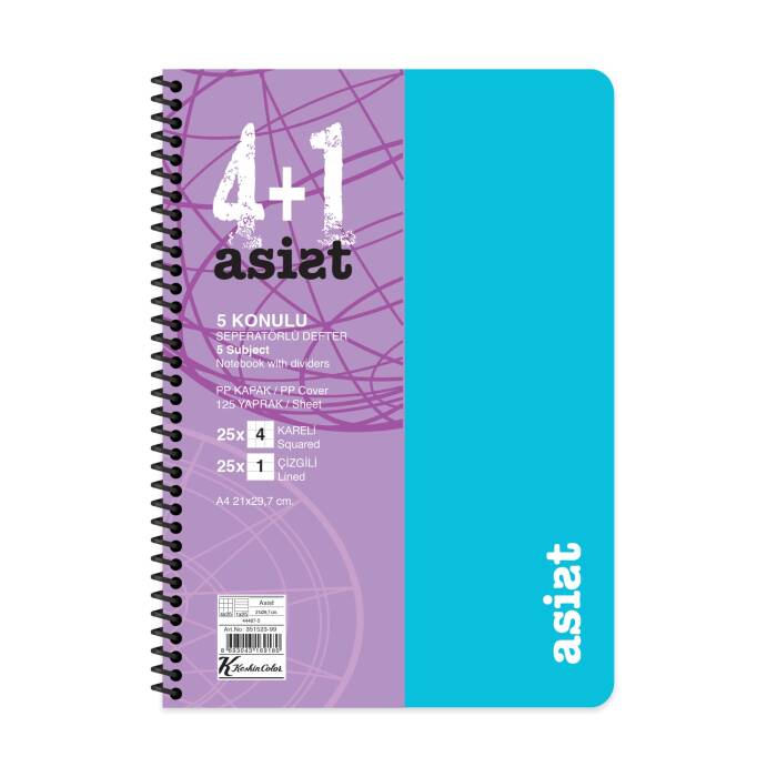 Keskin Color Defter A4 4+1 125 Yaprak Ayraçlı Plastik Kapak Asist - 2