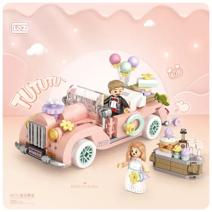 LOZ Mini Car Series Vintage Wedding Car (290pcs) Mini Blocks LZ4210 - 1