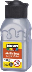 Nova Color Akrilik Boya Şişe 100 Cc Gümüş - Nova Color