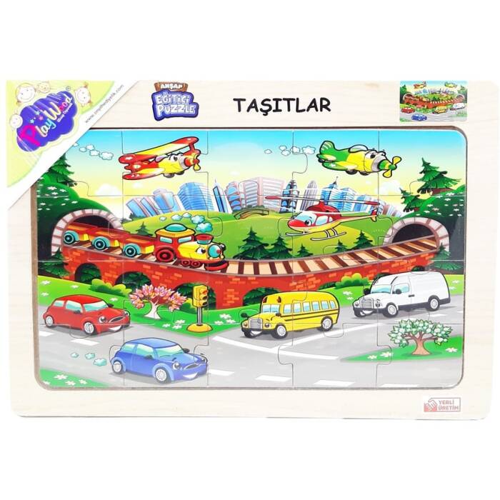 Onyıl Oyuncak Ahşap Eğitici Puzzle Taşıtlar - 2