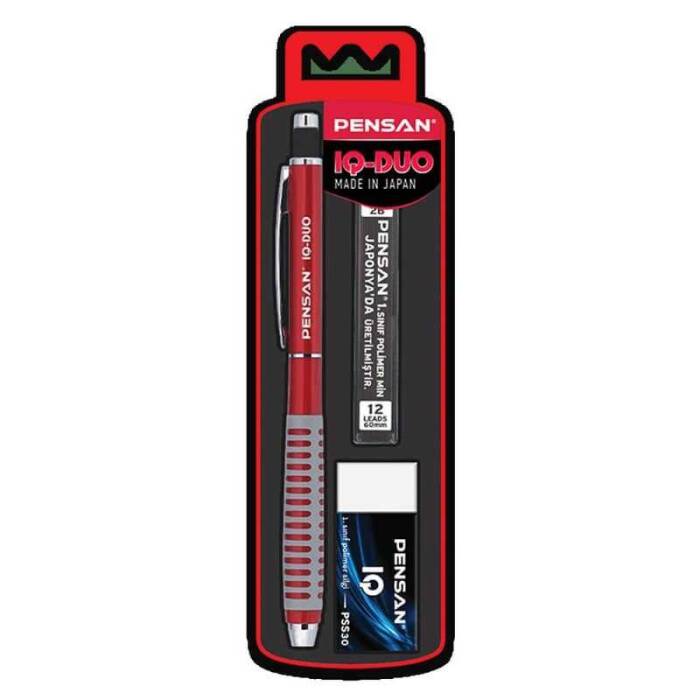 Pensan IQ Duo 0.5 mm Mekanik Kurşun Kalem Seti Kırmızı 8265 - 1