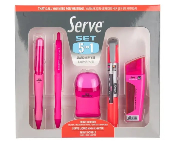 Serve Kırtasıye Setı 0.7 mm Pembe 5 lı - 1