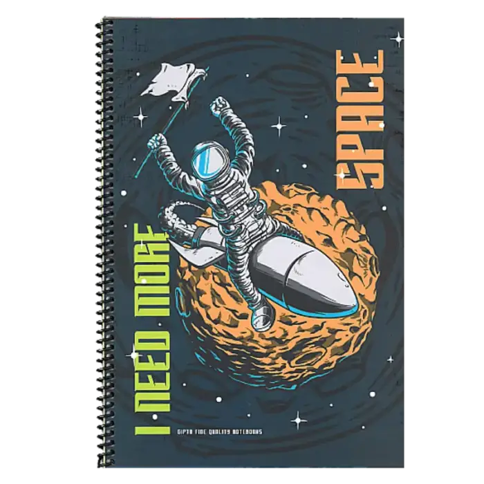 Space Sipiralli Karton Kapak Defter A4 80 Yaprak Çizgili - 1